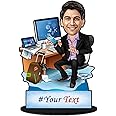 Foto Factory Gifts caricature personalized gifts for men corporate professional with computer (wooden 8 inch x 5 inch) CA0312