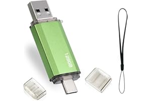FINEWISH Tipo C y USB 2.0 OTG Flash Drive 128 GB 2 en 1 USB Pendrive Memory Stick para Smartphones Android, Windows, Android, Pc, Tabletas, Almacenamiento DE Datos Externo Etc (Verde)