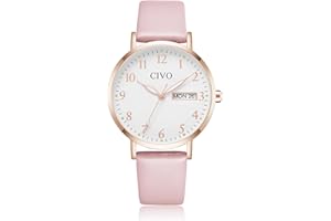 CIVO Ladies Watches Leather Strap Analogue Watches for Women Date Quartz Waterproof Womens Wrist Watches Minimalist Fashion Dress Elegant Gifts for Women Girls