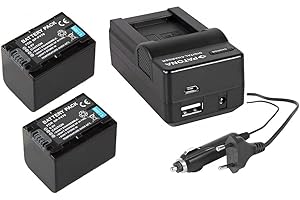 PABUTEL-BUNDLE 3in1-SET für den Sony FDR AX53 Ultra HD Camcorder - 2 Akkus für Sony NP-FV70 + 4in1 Ladegerät (für USB, microUSB, 220V und Auto)