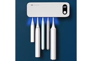 UNISOPH Igienizzante UV per spazzolino da denti, antibatterico, da parete, 5 slot, funzione timer, 2000 mAh ricaricabile, senza fili, montaggio a parete, bianco