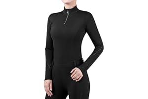 Harrison Howard Camicie da equitazione da donna a maniche lunghe con colletto rialzato con ricamo Camicie da spettacolo equestre