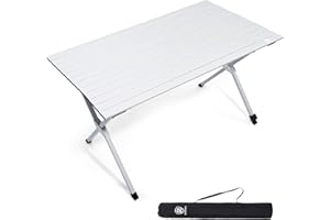 Ever Advanced Table de Camping Pliante 120x70cm, Plateau de Table en Aluminium, Capacité de Charge 80KG, pour 4-6 Personnes, avec Sac de Transport pour Camping Jardin Balcon, Blanc