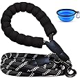 M&J&DELEE M&J Strong Dog Leash - Soft Padded Handle Dog Leash With Reflective Threads Nylon Durable Safety for Small, Medium and Large Dogs (Random color of bowl) (Black 1)