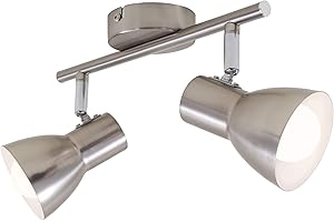 ‎BRILONER Briloner Leuchten Ceiling Light Ceiling Spotlight Rotatable and Swivelling 2x E14 Max. 25 Watt Retro Matt Nickel 275 x 80 x 150 mm (L x W x H)