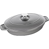 Staub La Cocotte Kapaklı D&ouml;k&uuml;m Servis Tabağı, Demir, Gri