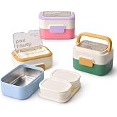 Deconox Paslanmaz &Ccedil;elik Hazneli Kulplu Yemek Kabı 1010 ml, B&ouml;lmeli Lunch Box Seti, &Ccedil;atal Kaşık Dahil, Kilitli Kapaklı Taşıma 