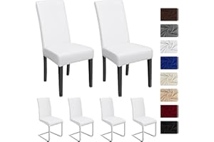 BalladHome Fundas para Sillas 6er Set Fundas Sillas Comedor Cubiertas para Sillas Funda para Silla Desmontable Muy Fácil de Limpiar, Duradera para Diferentes Ocasiones (Paquete de 6, Blanco)-J