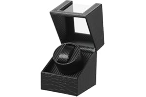 LINGFANSTORE Watch Winder Remontoir Montre Automatique Boîte Cuir Vitrine Acrylique Rotation Silencieux Cadeau pour 1 Montre