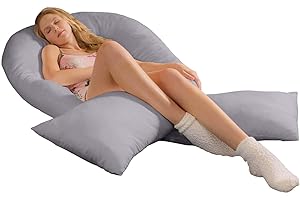 ‎TRAUMREITER Traumreiter Jumbo XXL Seitenschläferkissen mit Bezug Baumwolle Grau (Blei) - Schwangerschaftskissen U Form Full Body Pillow Seitenschläfer Kissen für Schwangere Lagerungskissen