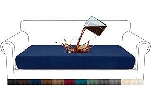 Granbest Premium Water-Repellent Sofa Seat Cushion Covers High Stretch Jacquard Fabric Couch Seat Slipcover Protector for 3 seater sofa (3 seater, Navy Blue)