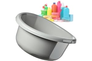KADAX Bassine en plastique, cuvette de différentes tailles et couleurs, cuvette robuste, bol universel, bac pour salle de bain, buanderie (8 l, gris)