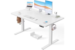 ‎ERGEAR ErGear Höhenverstellbarer Schreibtisch-140 x 80cm,100 KG Tragkraft Elektrischer Schreibtisch mit Fortgeschrittenem Bürstenlosem Motor, Leise Funktion, Robuster Metallrahmen, Vierteilige Tischplatte