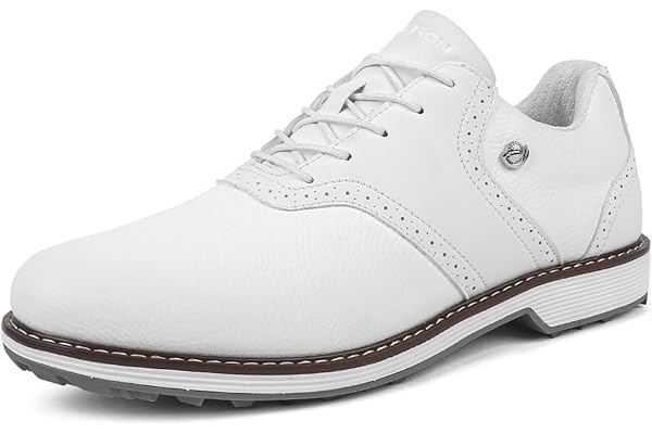 Sekiueo Golfskor för män Casual Business Läder Sneakers Vattentät Spikeless för utomhuspromenader