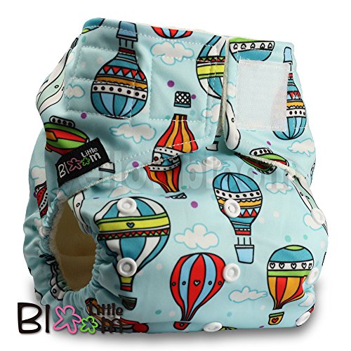 LittleBloom Baby Cloth Washable Reusable Nappy Pocket Diaper BAMBOO, Fastener:Hook-Loop, Pattern 50, Without Insert