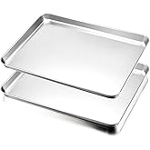 HaWare Baking Tray Set of 2, Stainless Steel Oven Tray– Large Cookie Sheet Pan for Baking Cooking Serving - 40 x 30 x 2.5 cm,