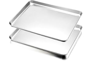 HaWare Baking Tray Set of 2, Stainless Steel Oven Tray– Large Cookie Sheet Pan for Baking Cooking Serving - 40 x 30 x 2.5 cm, Healthy & Non Toxic, Easy Clean & Dishwasher Safe