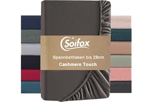 ‎SOIFOX Soifox Spannbettlaken 180x200cm Winter - Anthrazit Jersy Thermo Fleece Bettlaken 200x200 wie Biber, Kuschelig Flauschig Cashmere Touch Bettlaken für Boxspringbett Topper Matratze mit Gummizug