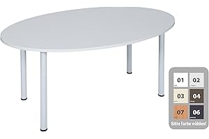 Dila GmbH Besprechungstisch Schreibtisch Konferenztisch Oval Tisch Büromöbel Schreibtische (Buche, 160 x 100)