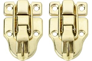 TONGDEJING 2pack Retro Style Box Toggle Latch, Antique Metal Duckbilled Hasp Latch Catch with Mounting Screws, for Jewelry Box Cabinet Wooden Case Box Crafts(Gold)