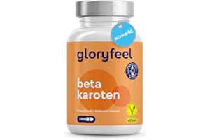 ‎GLORYFEEL Beta karoten w kapsułkach - 200 wegańskich kapsułek - z ekstraktu z marchwi - prowitamina A dla wzroku, skóry i układu odpornościowego* - testowany laboratoryjnie i wyprodukowany w Niemczech