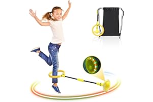 Kqpoinw Anneau de saut clignotant pour enfants - Ballon de saut de cheville - Ballon de saut clignotant - Jouet d'extérieur pliable - Roue avec roue lumineuse