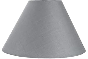 Traditional 14" Grey Cotton Coolie Lampshade Suitable for Table Lamp or Pendant by Happy Homewares