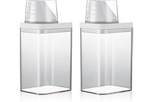 DAKLUNAR 2PCS Dispensador de detergente hermético de 1100 ml con taza de medición, caja de lavado de polvo de lavado de lavado de múltiples usos múltiples.