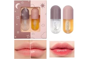 BROEYOUE Lip Plumper- Brillo De Labios, Relleno Labial Natural, Juego De Brillo De Labios Hidratante Y Reparador De Dã­A Y De Noche Para Dar Volumen E HidratacióN A Los Labios