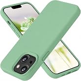 URUCHI iPhone 14 ile Uyumlu Kılıf, İ&ccedil;i Kadife Kaplamalı İnce Sıvı Silikon Tam Koruma Yumuşak Jel Silikon Kapak, A&ccedil;ık Yeşil
