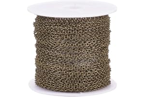PH PANDAHALL PandaHall - Collana a catena in ottone, lunghezza 32,8 m, 2 x 1,5 x 0,5 mm, non saldata a croce intrecciata, per gioielli (bronzo anticato)
