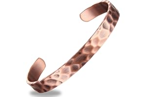 BioMag Pure Copper Bracelet for Men and Women – 100% Solid, Raw and Uncoated Handmade Vintage Cuff Bangle
