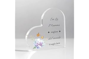 Aridantrp Placca Acrilica Mamma Cuore 'Sei La Mamma Migliore del Mondo' Festa della Mamma, Compleanno, Natale, Acrilico