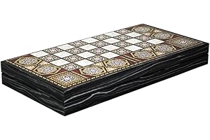 CHESSGAMMON Ensemble de backgammon en bois nacré 50,8 cm