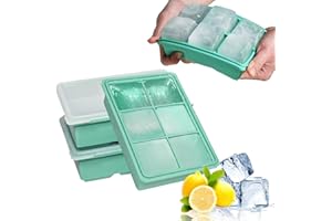 LessMo 3 Pezzi Vassoio per Cubetti di Ghiaccio, 18 Griglie, Grande Stampi per Ghiaccio in Silicone con Coperchio, Certificato LFGB, senza BPA, per Alimenti per Bambini, Cocktail, Whisky