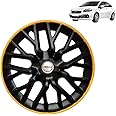 PRIGAN Wheel Cover for Linea Old 14 Inch Black Yellow Wheel Cap (Available in 12,13,14 Inch) (Set of 4 Pcs) (Press Fitting) Model- Power GT Yellow-14