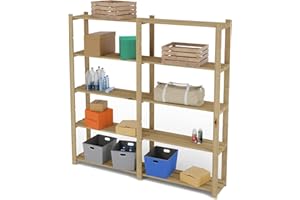 Lenmar Serie B Holzregal, Kiefer, Holz, Hellbeige, B-02 170 x170 x 30 cm, 5 Böden, Bücherregal, Holzregal, Standregal, Wandregal, Regal mit 5 Böden, Büroregal, für Wohnzimmer, Lagerregal