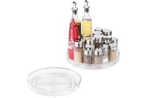 Puricon (2 Pezzi) Lazy Susan Piatto Girevole Porta Spezie, Vassoio Porta Barattoli per Cucina Dispensa Armadietto Bagno