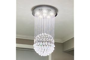 ‎A1A9 A1A9 Moderne Kristall Kronleuchter Beleuchtung, Klare K9 Kristall Regentropfen Deckenleuchte, Luxuriöse Kugel Unterputzleuchten Größe: D45cm H80cm