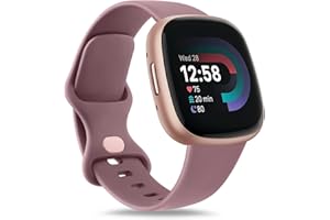 Mugust Cinturino per Fitbit Versa 4/Fitbit Versa 3/Fitbit Sense 2/Fitbit Sense, Cinturino di Sport Ricambio Compatibile per Fitbit Versa 3/Fitbit Versa 4/Fitbit Sense/Fitbit Sense 2(Fumo Viola,Small)