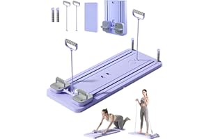 LORRTTA Kit Pilates Reformer 5 en 1 Pliable avec Compteur LED, Rouleau à Rebond Automatique et Planche Multifonction, pour Entraînement Complet du Corps à Domicile et en Salle, Renforcement Abdominal et Tronc