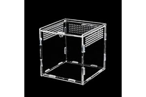 MEIN HERZ Caja de Alimentación de Insectos, Caja Alimentación Reptiles, Diseño Anti-Escape Recipientes de Acrílico para Terrario para Araña, Lagarto, Rana, Escorpión (9x9x9.5cm)