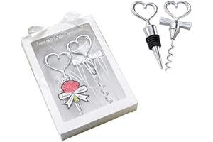 SMIUPIN Apribottiglie per feste a tema e souvenir di matrimonio, bomboniere,decorazioni bar a tema ，Decorazioni cerimonie, cavatappi da vino (Love wine stopper + wine corkscrew-white)