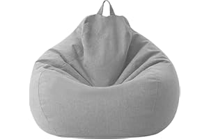 Kisbeibi Funda para silla de puf Lazy Lounger Puf de almacenamiento, funda de puf rellenable con cremallera para niños y adultos, 100 x 120 cm