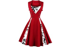 AXOE 1950s Dresses for Women with Polka Dot Print and Buttons Vintage Style
