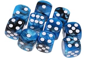 Yourandoll 10 pièces dés polyédriques D6 dés 16mm de Jeux de dés en Acrylique pour DND Dice RPG MTG Table Jeux (Bleu Noir)