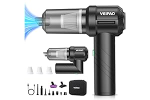 VEIPAO Aspirateur Voiture Puissant Main Sans: 18KPA Pliable Aspirateur Sans Fil - Aspirateurs Puissant Rechargeable 6000mAh - Portable 4-en-1 Mini Aspirateur à Main pour Nettoyage de Voiture Maison Bureau
