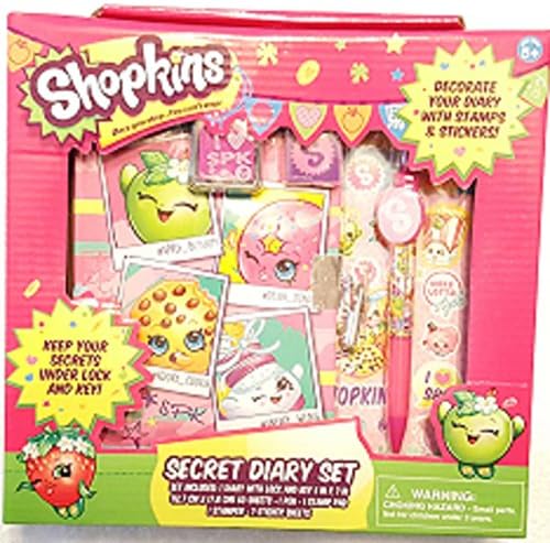 Shopkins Secret Diary Set with Lock and Key ~ Stamper and Stamp Pad ~ Pen Stickers and More by Shopkinsworld