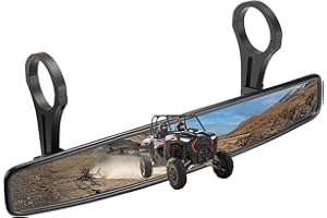 kemimoto UTV Rear View Center Mirror, compatible with Talon Can Am Commander Maverick Viking Polaris Pro XP 2" Roll Cage - 15" Wide High Definition Convex Design Adjustable SXS Mirror with 2" Clamp