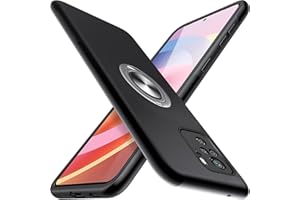Kaywzo Funda para Xiaomi Redmi Note 10S/Note 10 4G,Carcasa Caso con Magnético Invisible Anillo Soporte,Silicona TPU y PC Protección de Doble Capa Anti-arañazos Case Cover,Negro